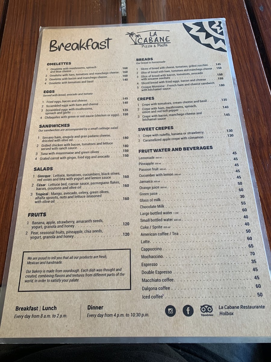 La Cabane, Pizza y Pasta Menu - Image 1