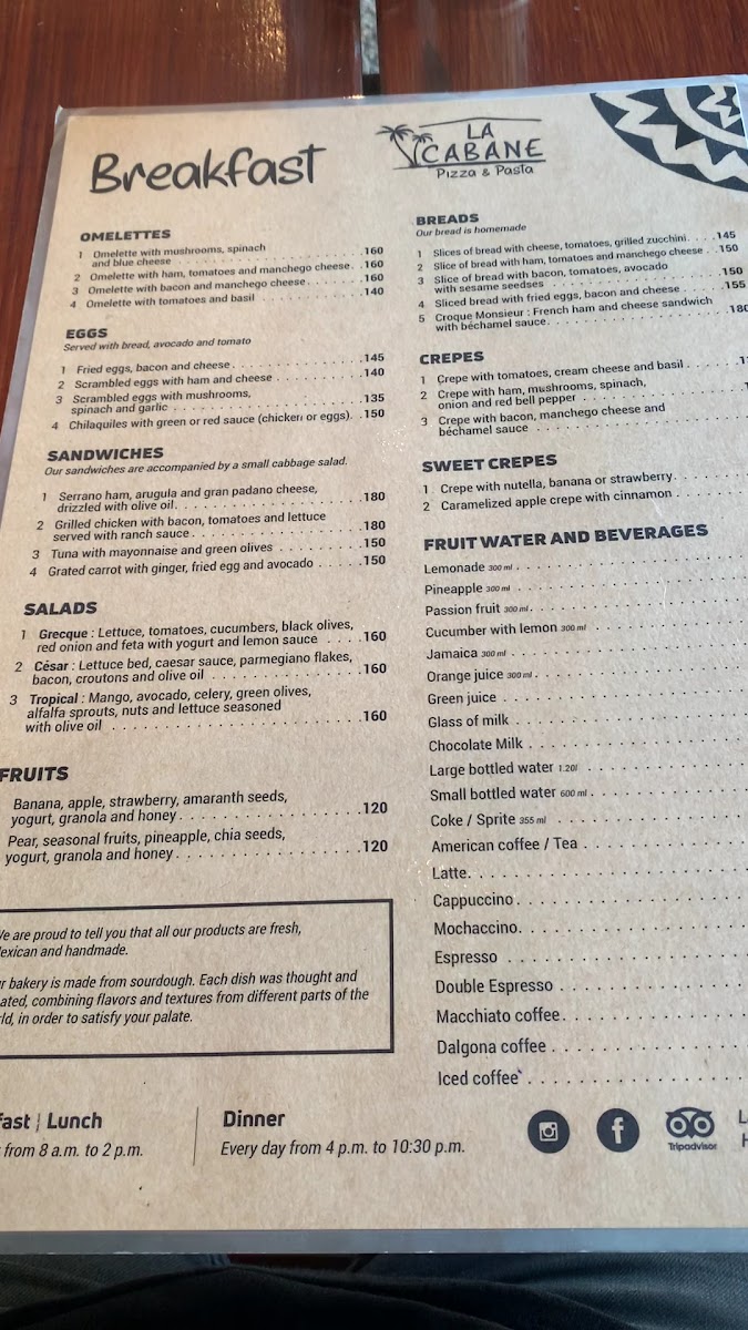 La Cabane, Pizza y Pasta Menu - Image 3